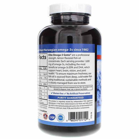Elite Omega-3 Gems 1600 Mg with Natural Lemon Flavor, CL